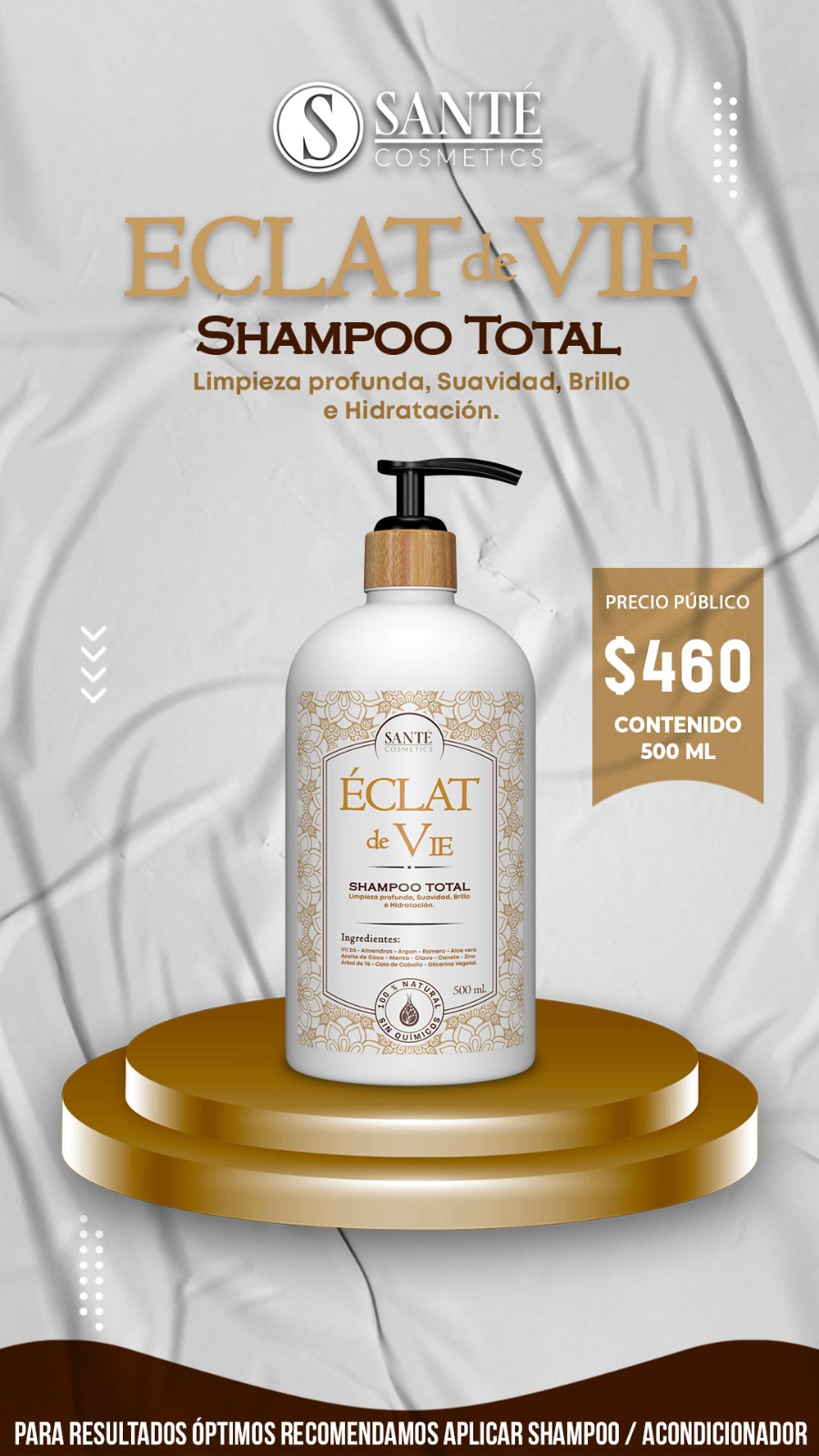 Envase de shampoo con precio